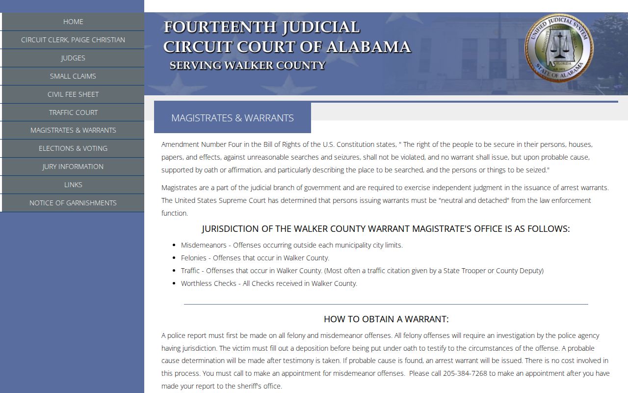 Walker County magistrates and warrants official guidance