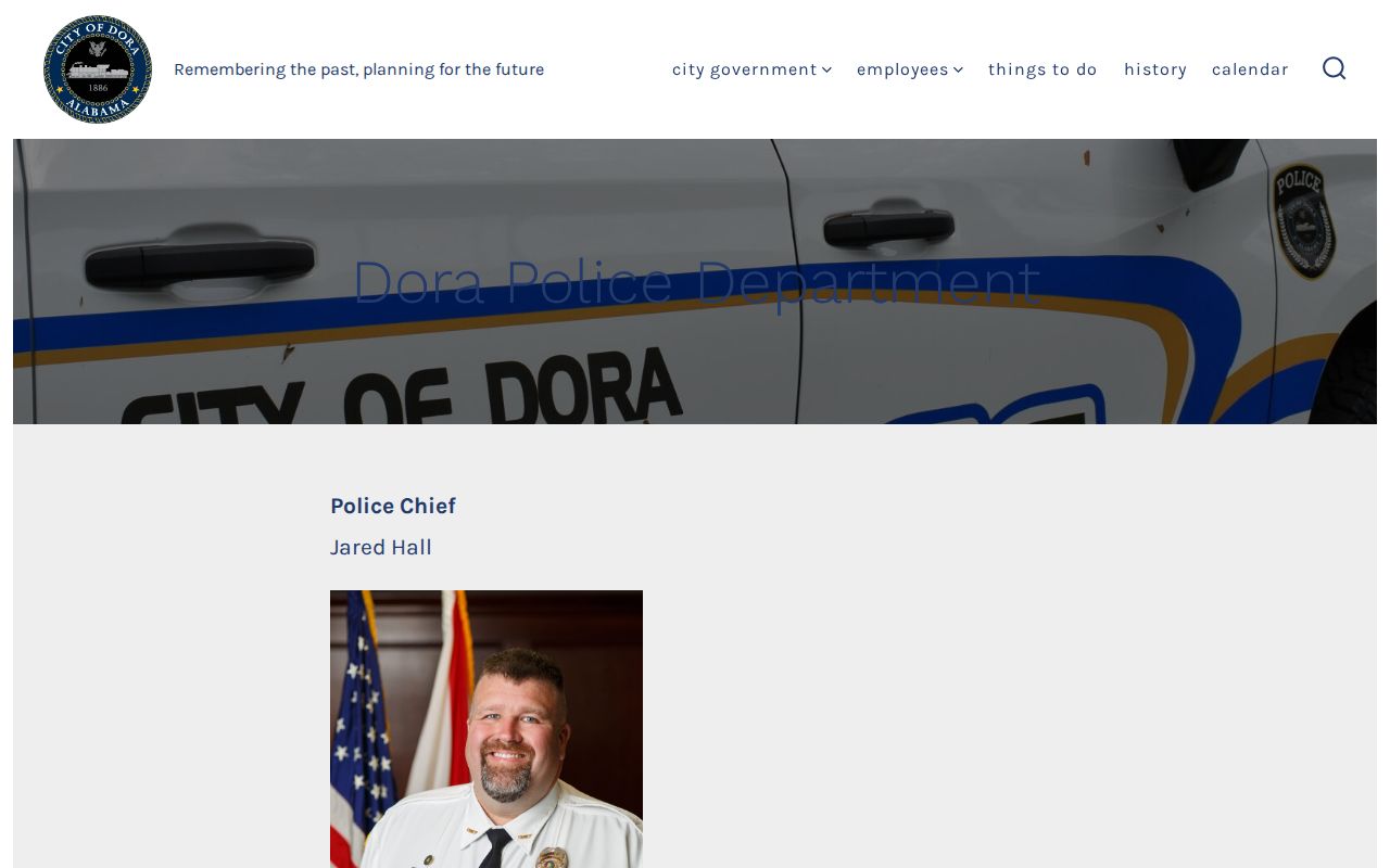 Official Dora Police Department page with department contact details